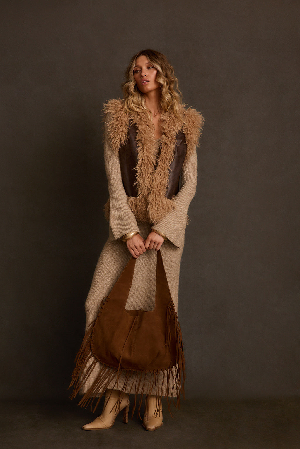 Ridge Oatmeal Maxi Sweater Dress