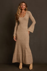 Ridge Oatmeal Maxi Sweater Dress