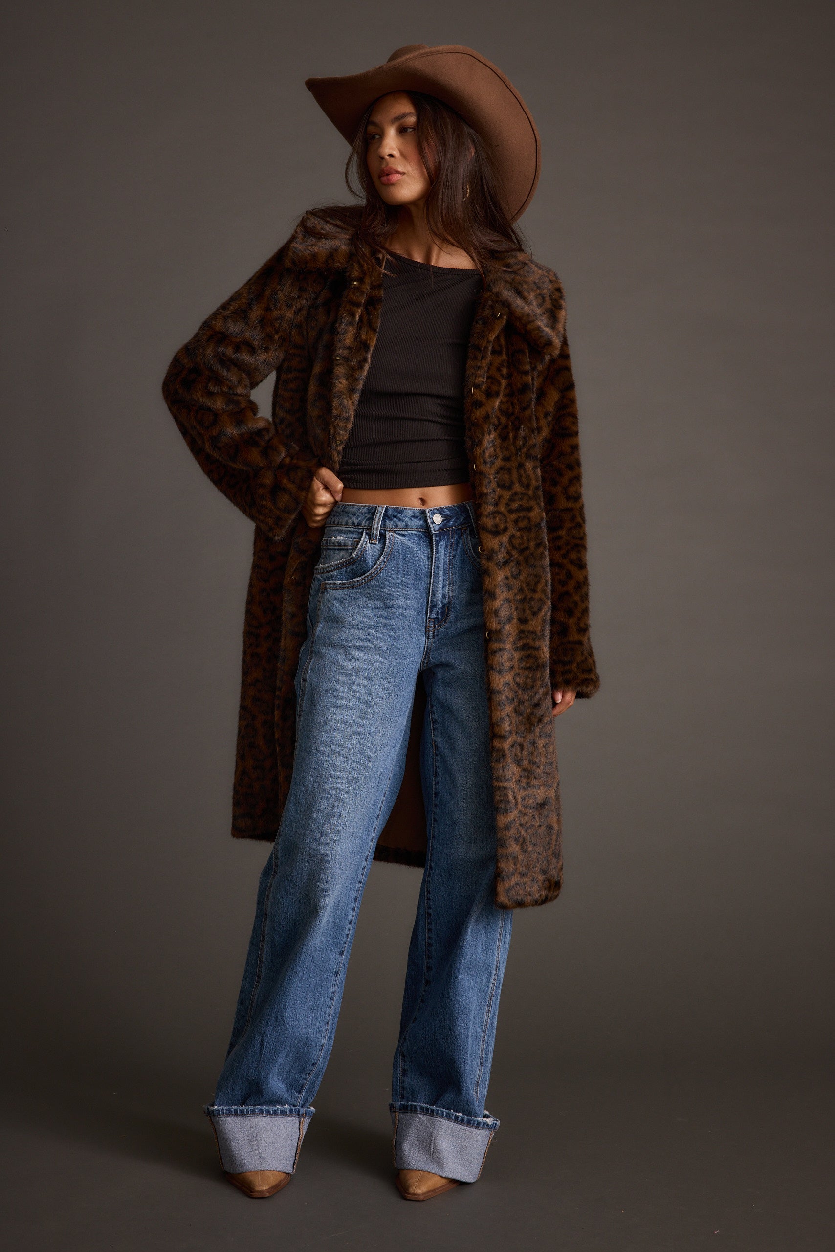 Rochelle Leopard Faux Fur Coat