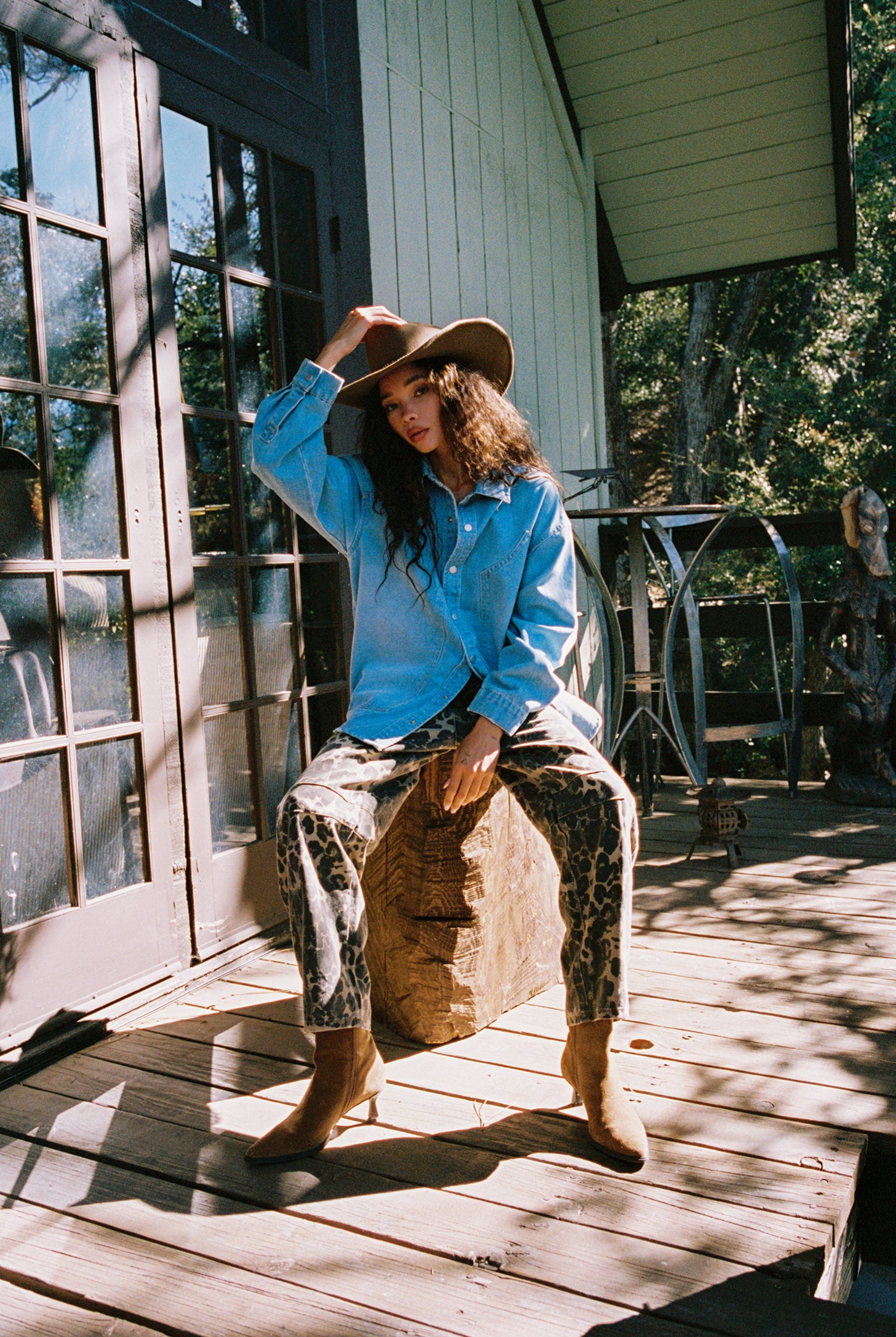 Rocky Light Denim Button Down Top