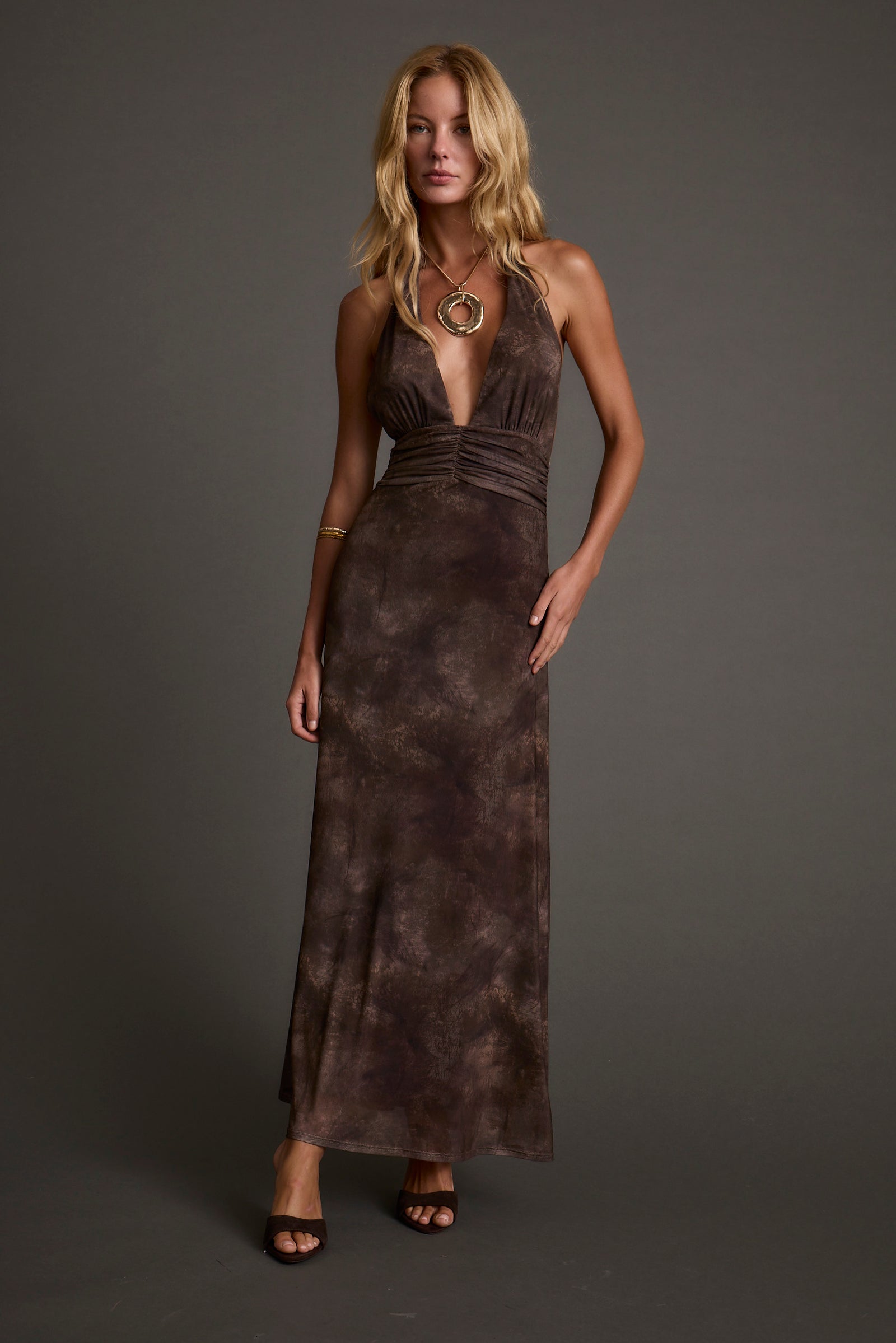 Rosalia Brown Mesh Maxi Dress – 12th Tribe