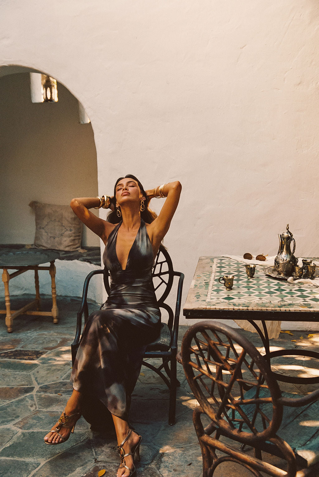 Rosalia Olive Mesh Maxi Dress