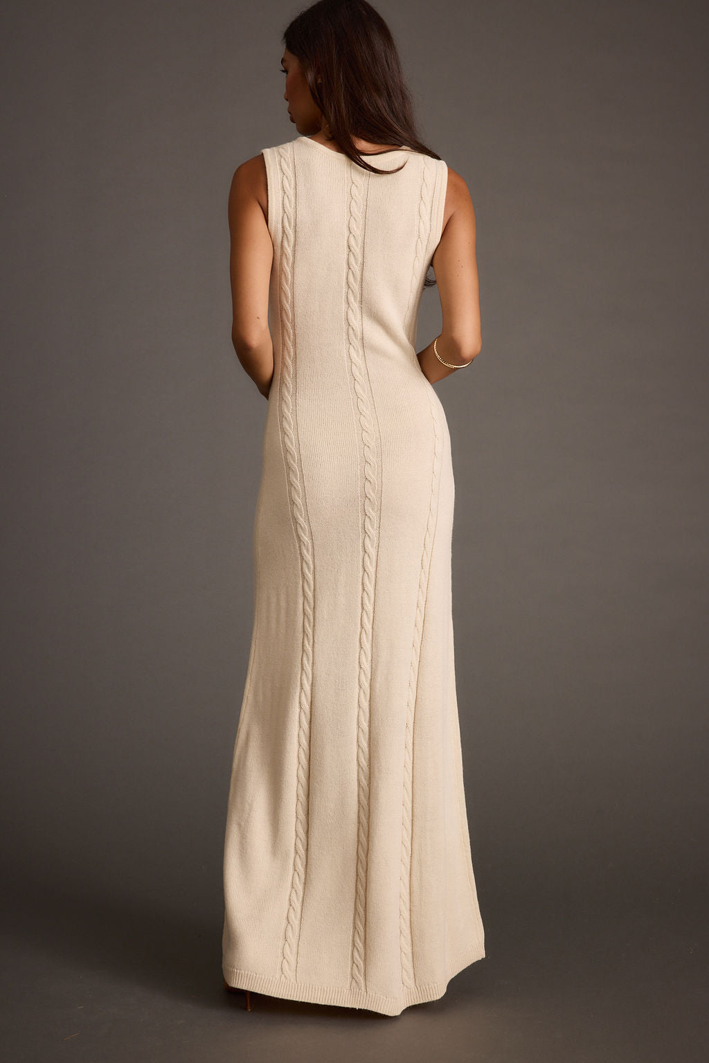 Rowan Cream Cable Knit Maxi Dress
