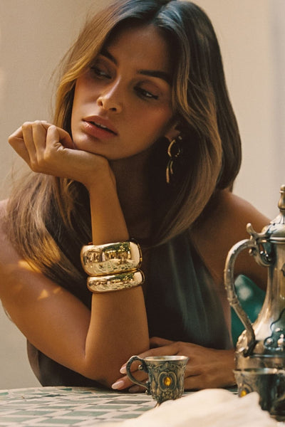 ニット/セーター UNDRESSED BANGLE SET KNIT RunyonSetof2GoldCuffBangles2_4