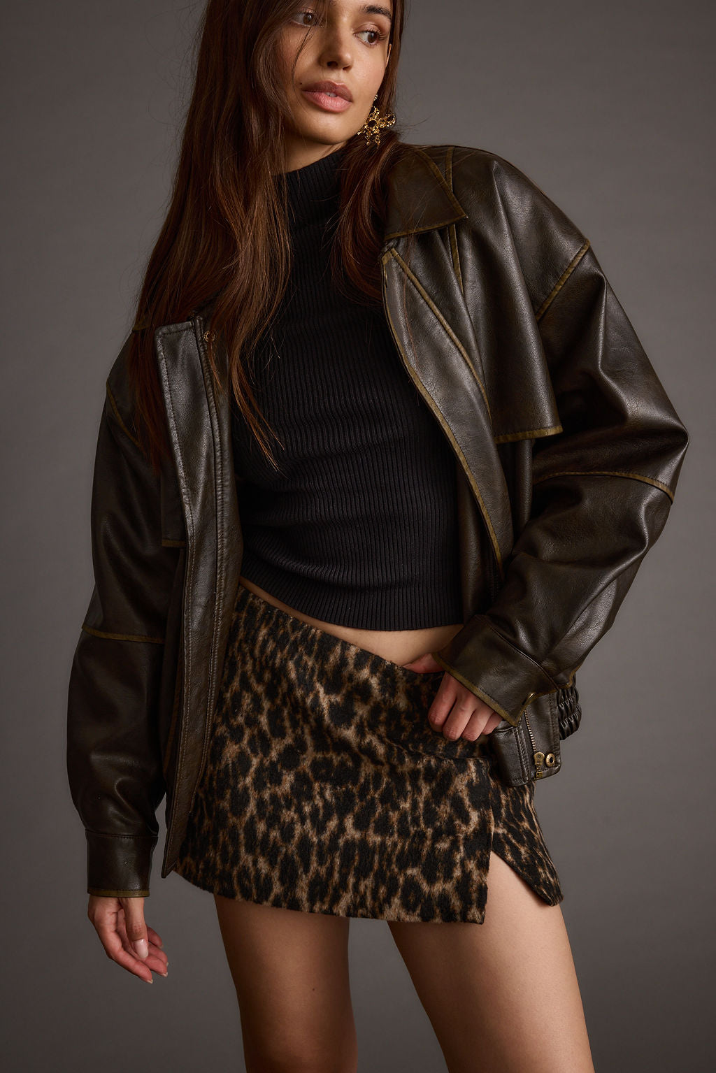 Sahara Leopard Micro Mini Skirt paired with complementary accessories for a polished look.