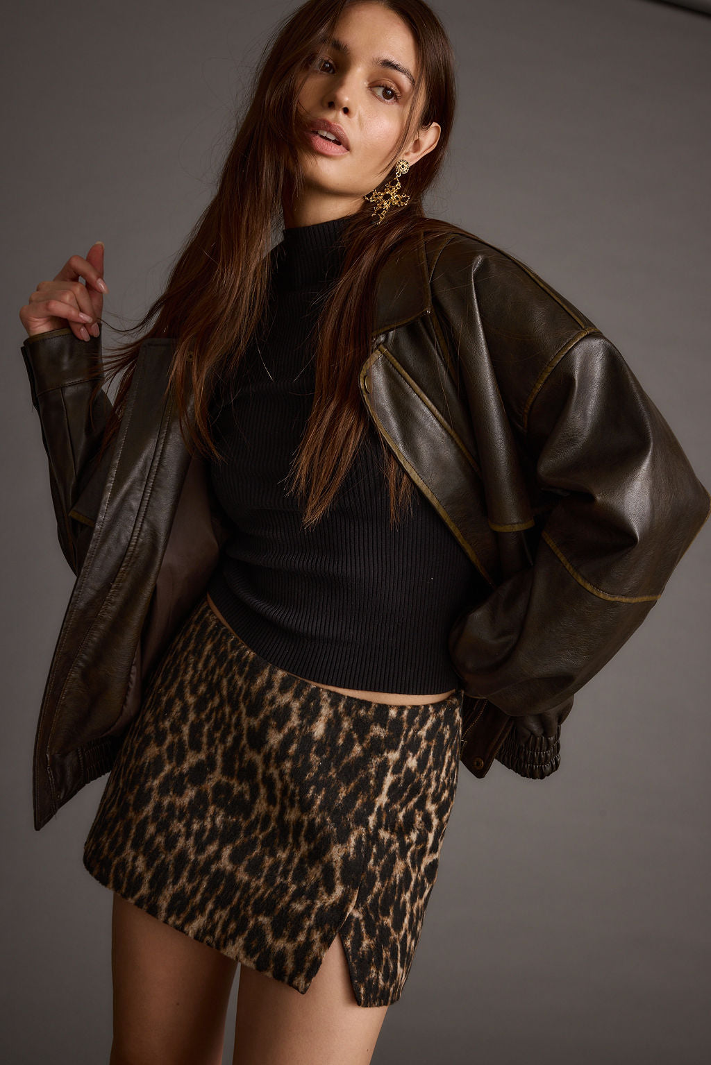 Additional view of the Sahara Leopard Micro Mini Skirt from a different perspective.