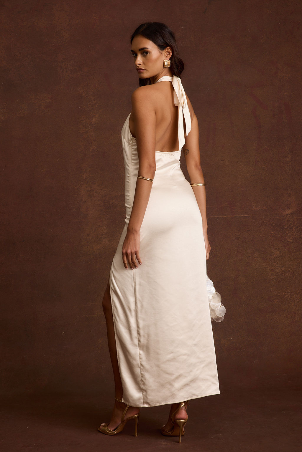 Saltwater Ivory Satin Maxi Dress - XL Size - Women's Dresses - 12th Tribe Saltwater Ivory Satin Maxi Dress - XL Size - Women's Dresses - 12th Tribe