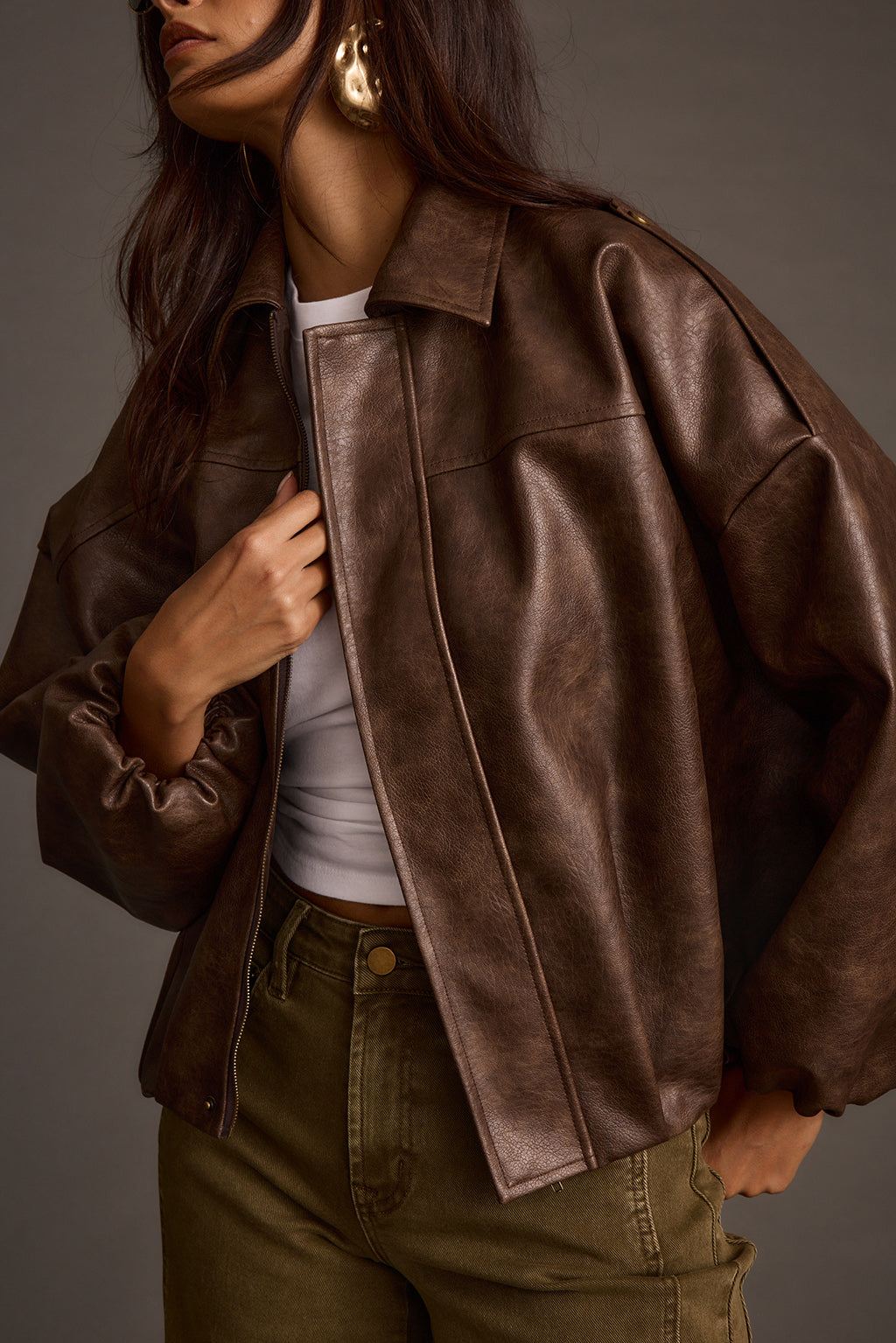 Santiago Espresso Vegan Leather Jacket