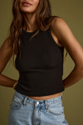 Sarrah Black Ribbed Tank