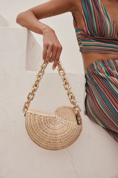 Seashell Shore Straw Handbag