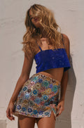 Shira Cobalt Blue Rhinestone Crop Top