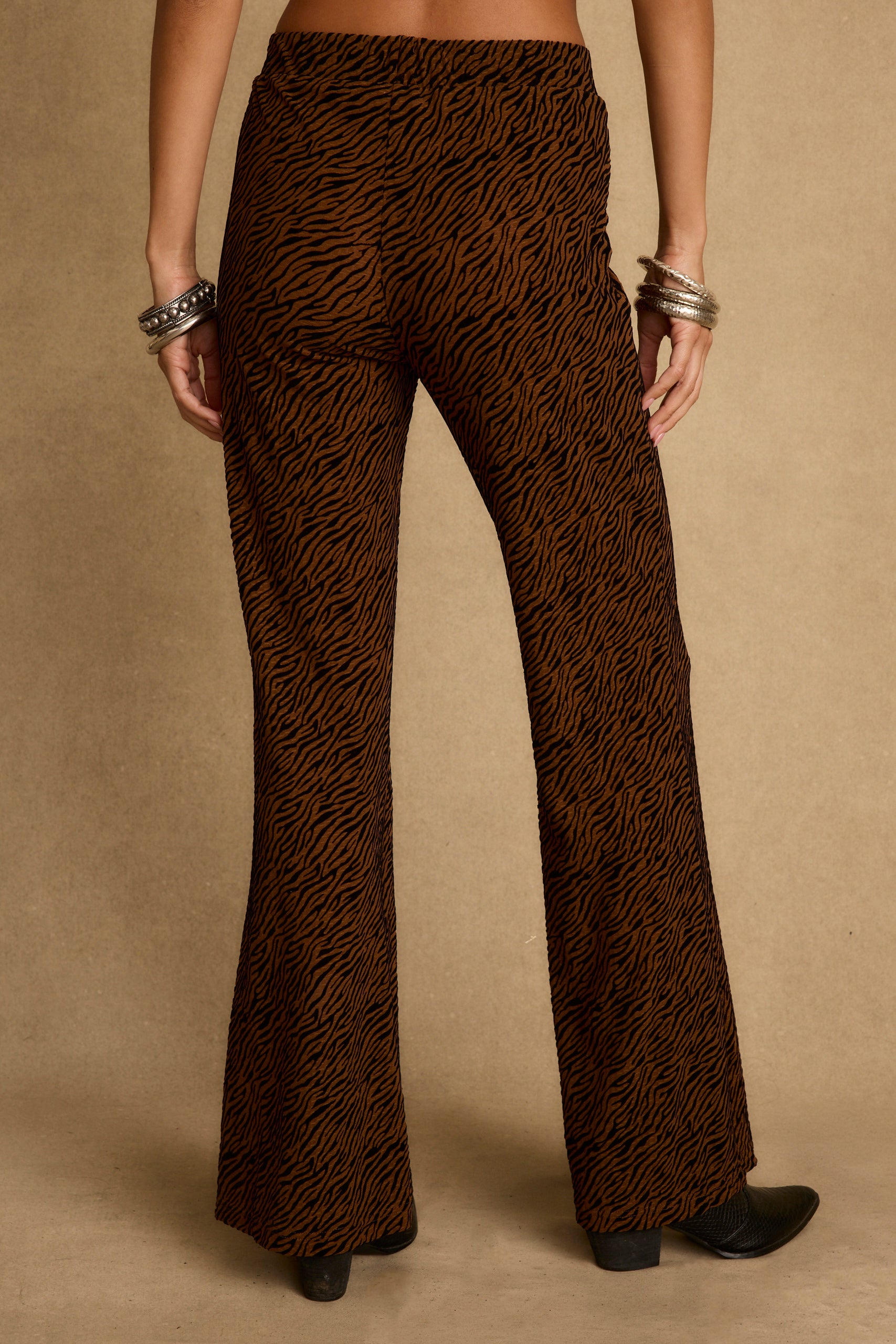 Silver Springs Cognac Zebra Flare Pants