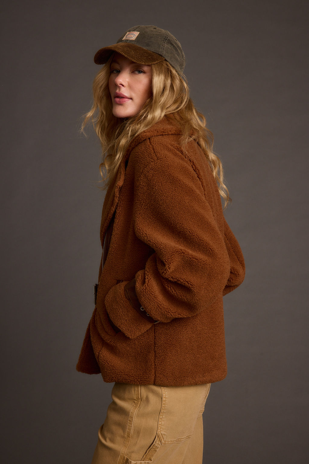 Slater Mocha Moto Sherpa Coat paired with complementary accessories for a polished look.