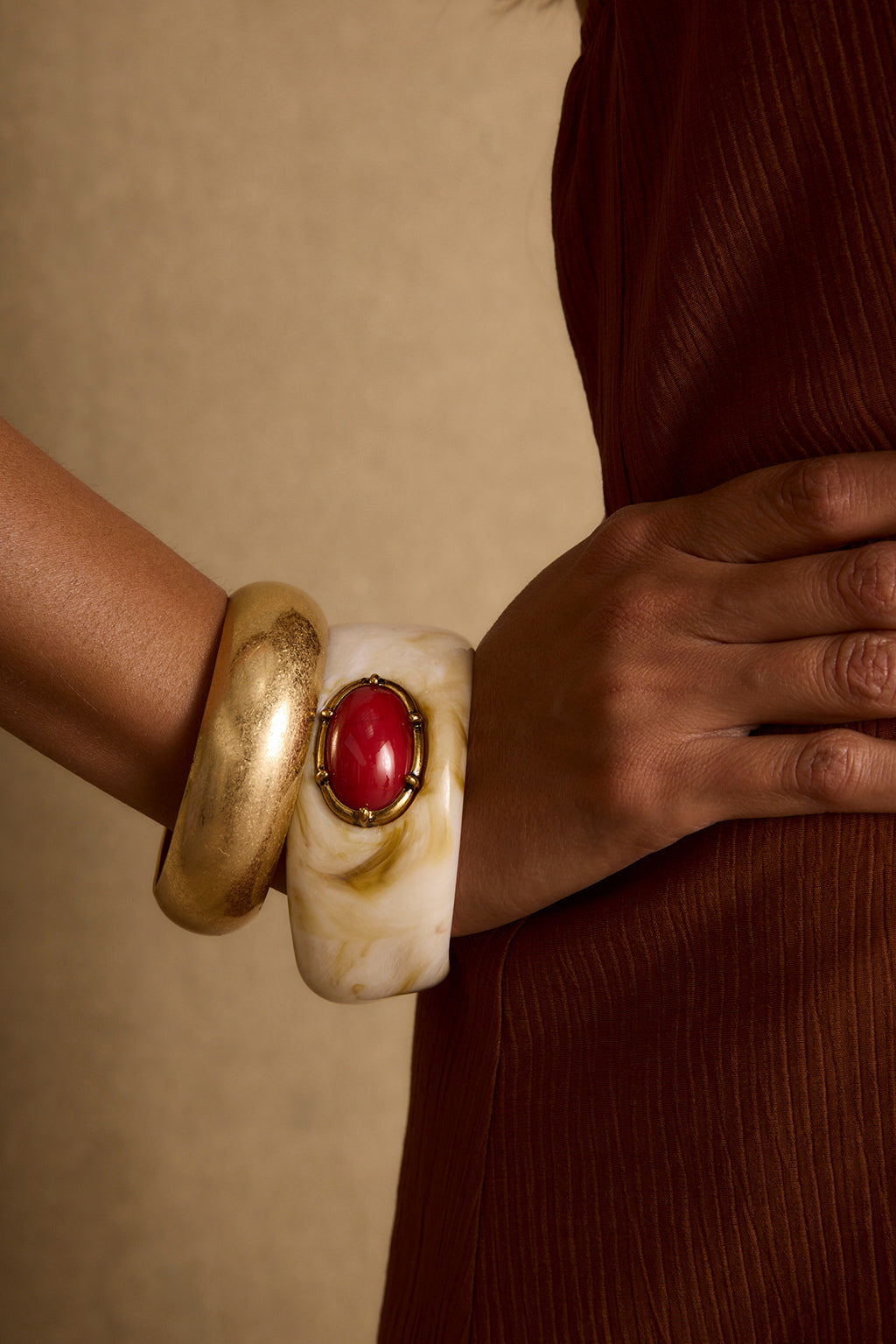 Solstice Gold and Stone Bangle Set