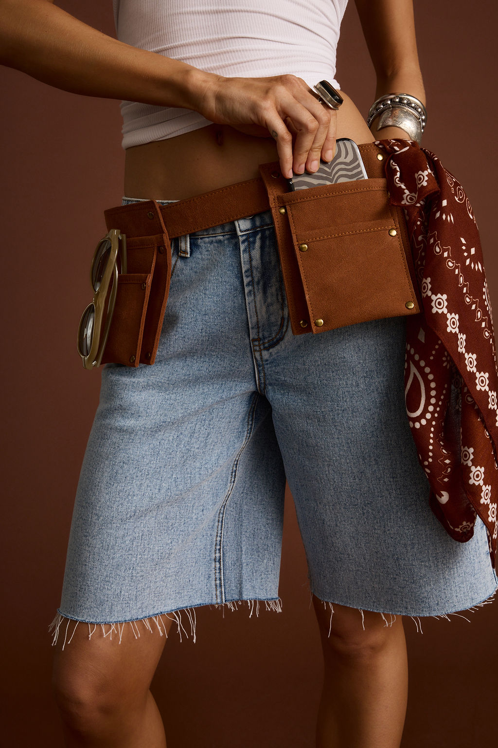 Sparrow Cognac Faux Suede Carpenter Belt