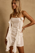 Starlit White Sequin Mini Dress