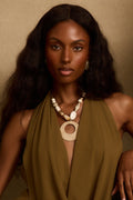 Coral Gold Beaded Necklace