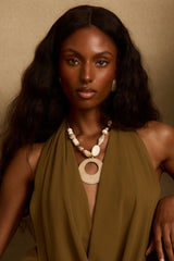 Coral Gold Beaded Necklace