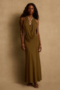 Zela Olive Cowl Maxi Dress