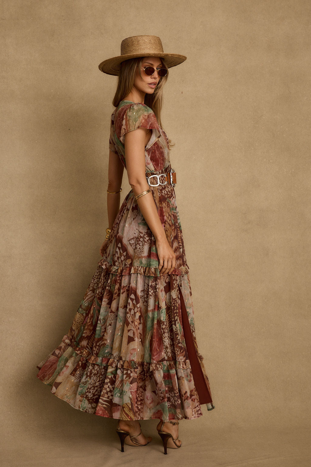 Women's Rust Printed Maxi Dress