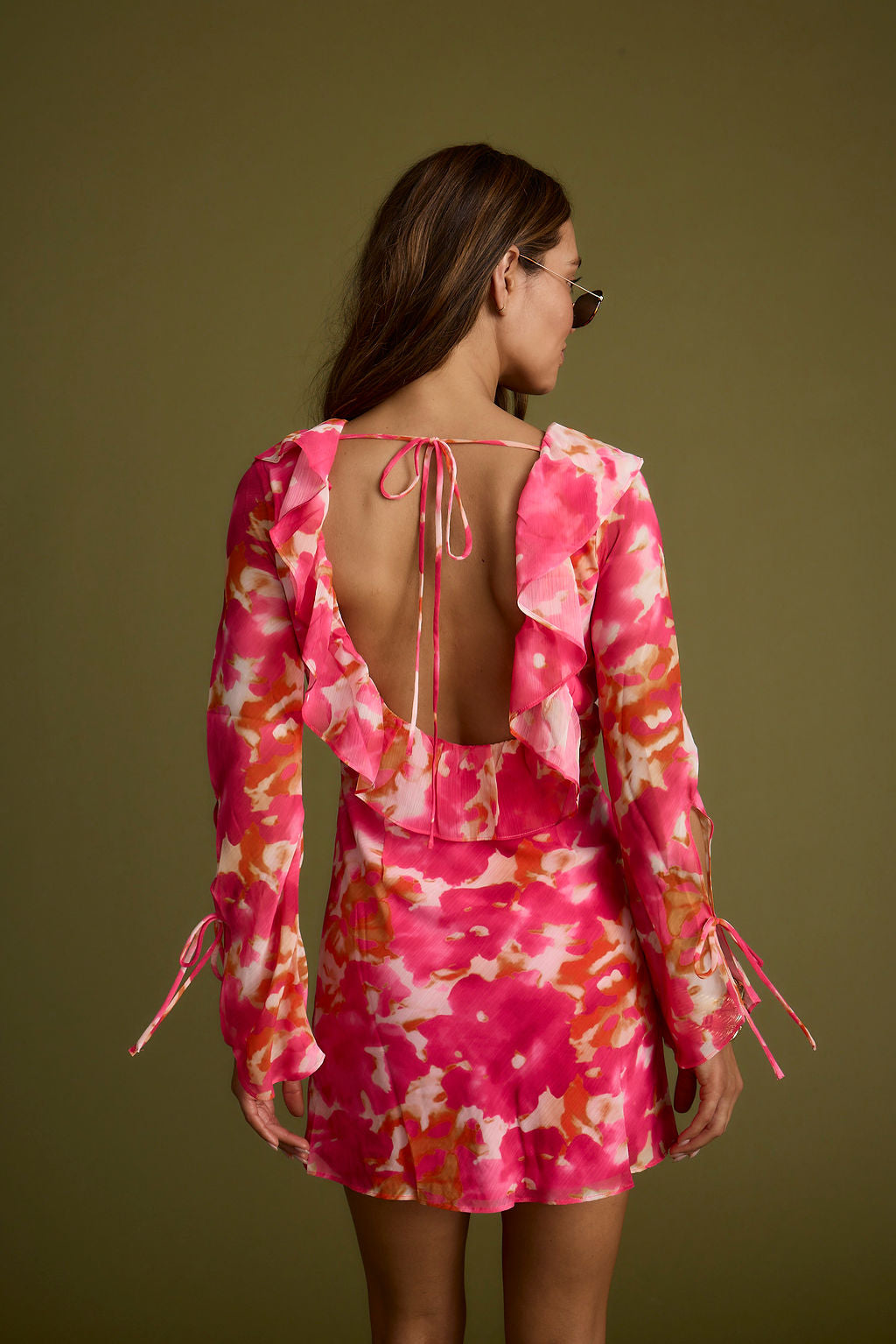 Sydney Hot Pink Long Sleeve Ruffle Dress Sydney Hot Pink Long Sleeve Ruffle Dress