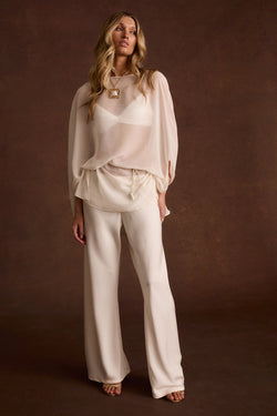 Havana Ivory Chiffon Cape Dress