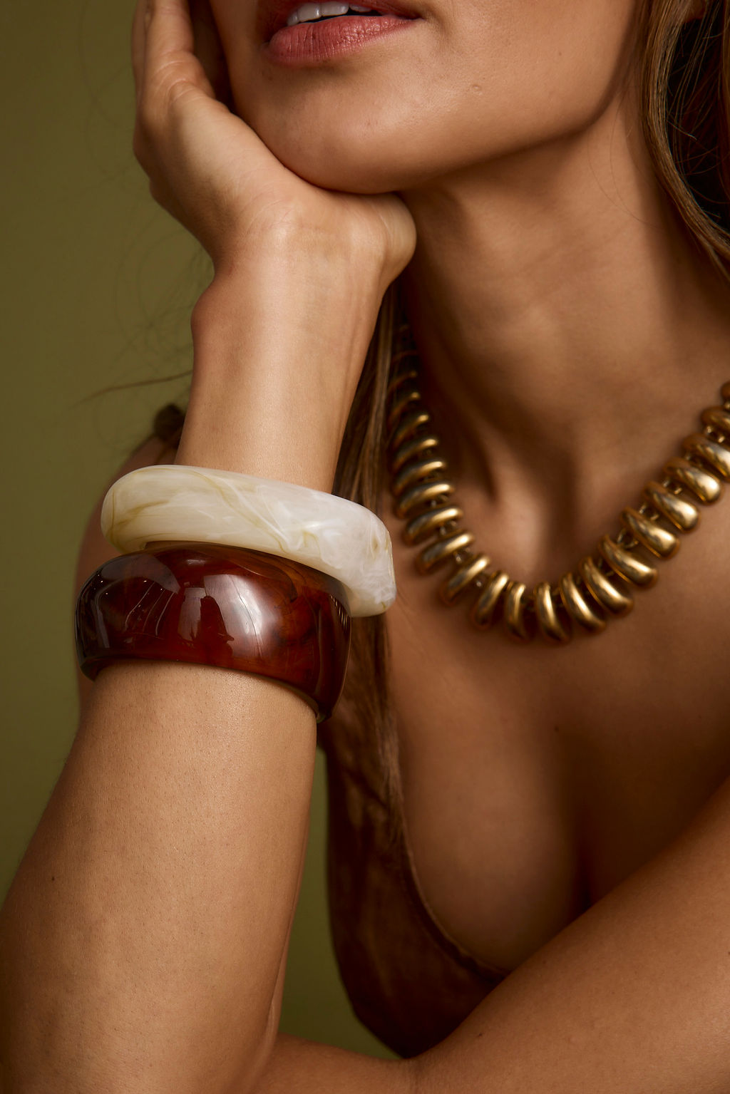 Lifestyle shot of the piece styled for day-to-night versatility.