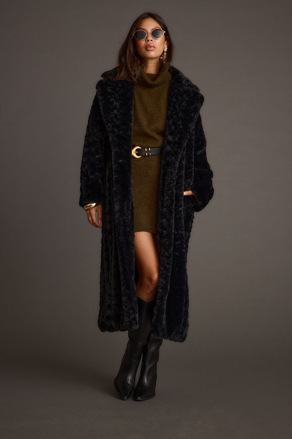 Sasha Black Floor Length Coat