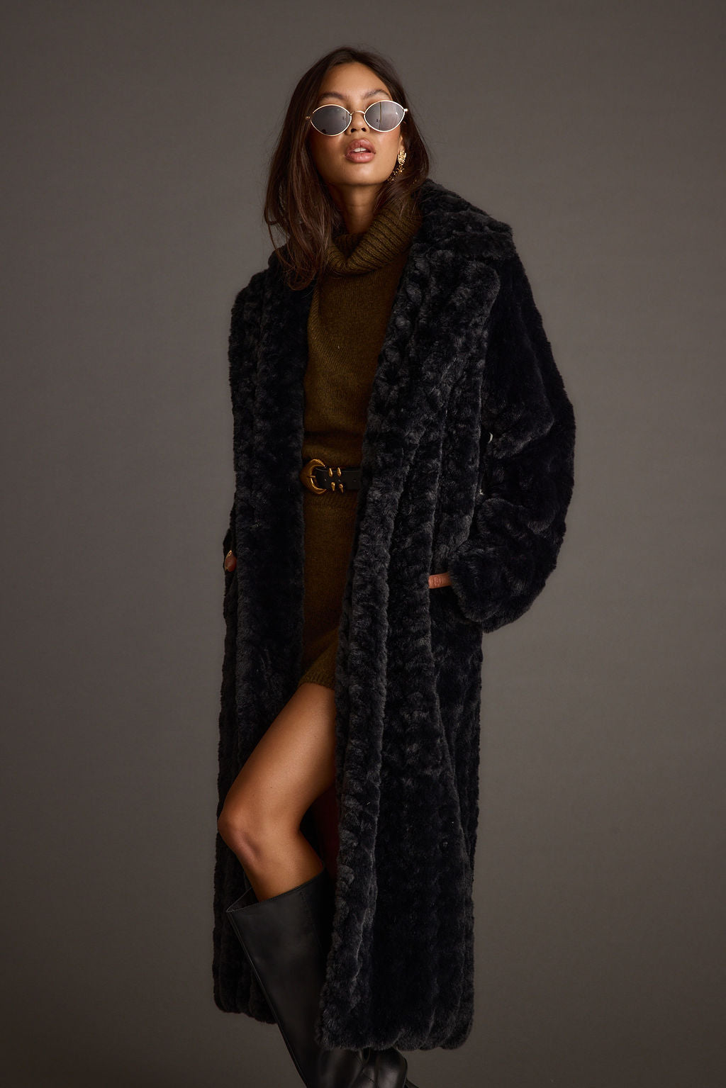 Sasha Black Floor Length Coat