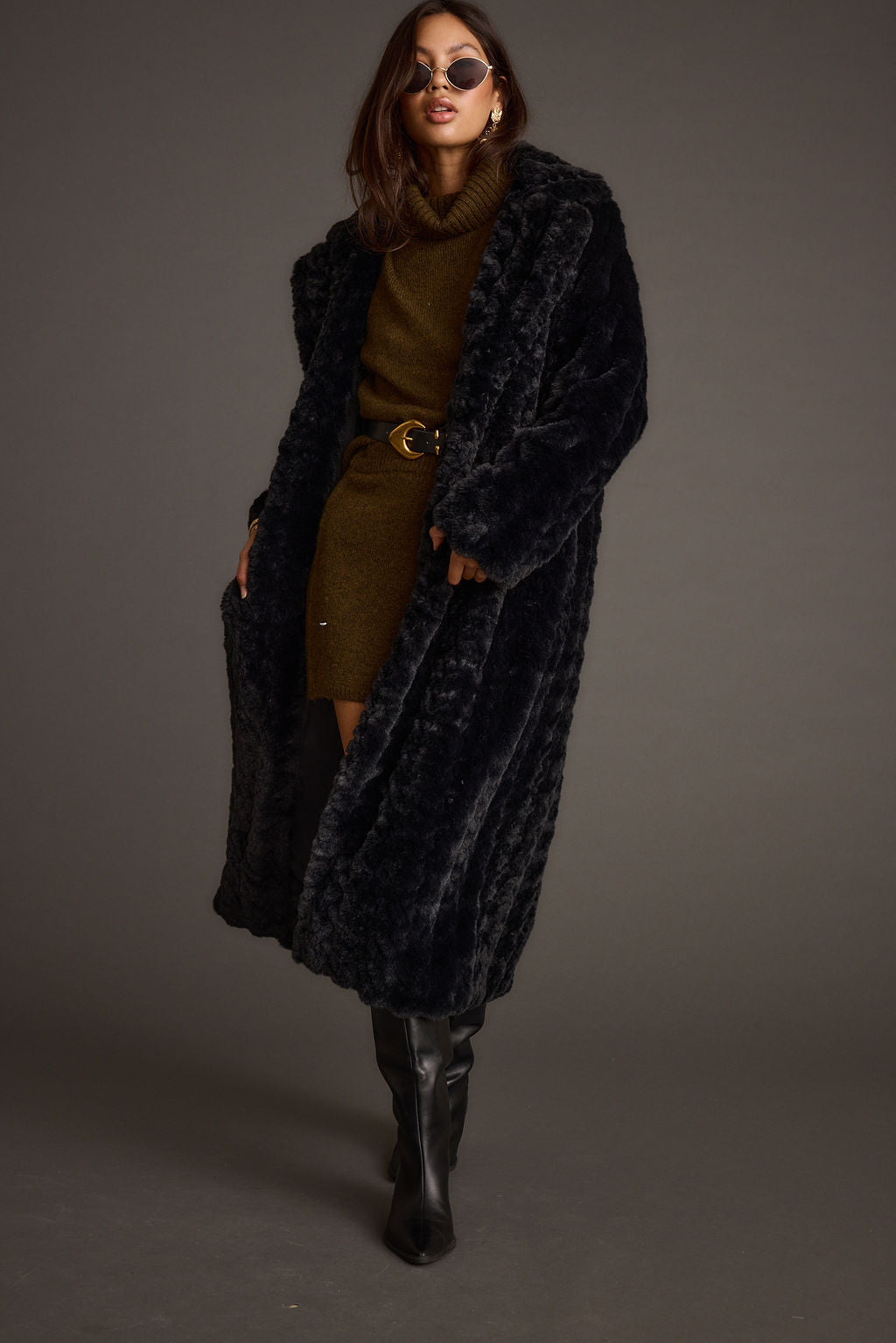 Sasha Black Floor Length Coat