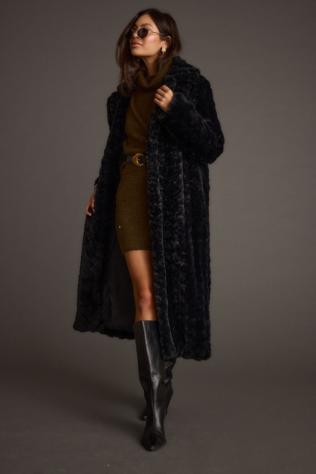 Sasha Black Floor Length Coat