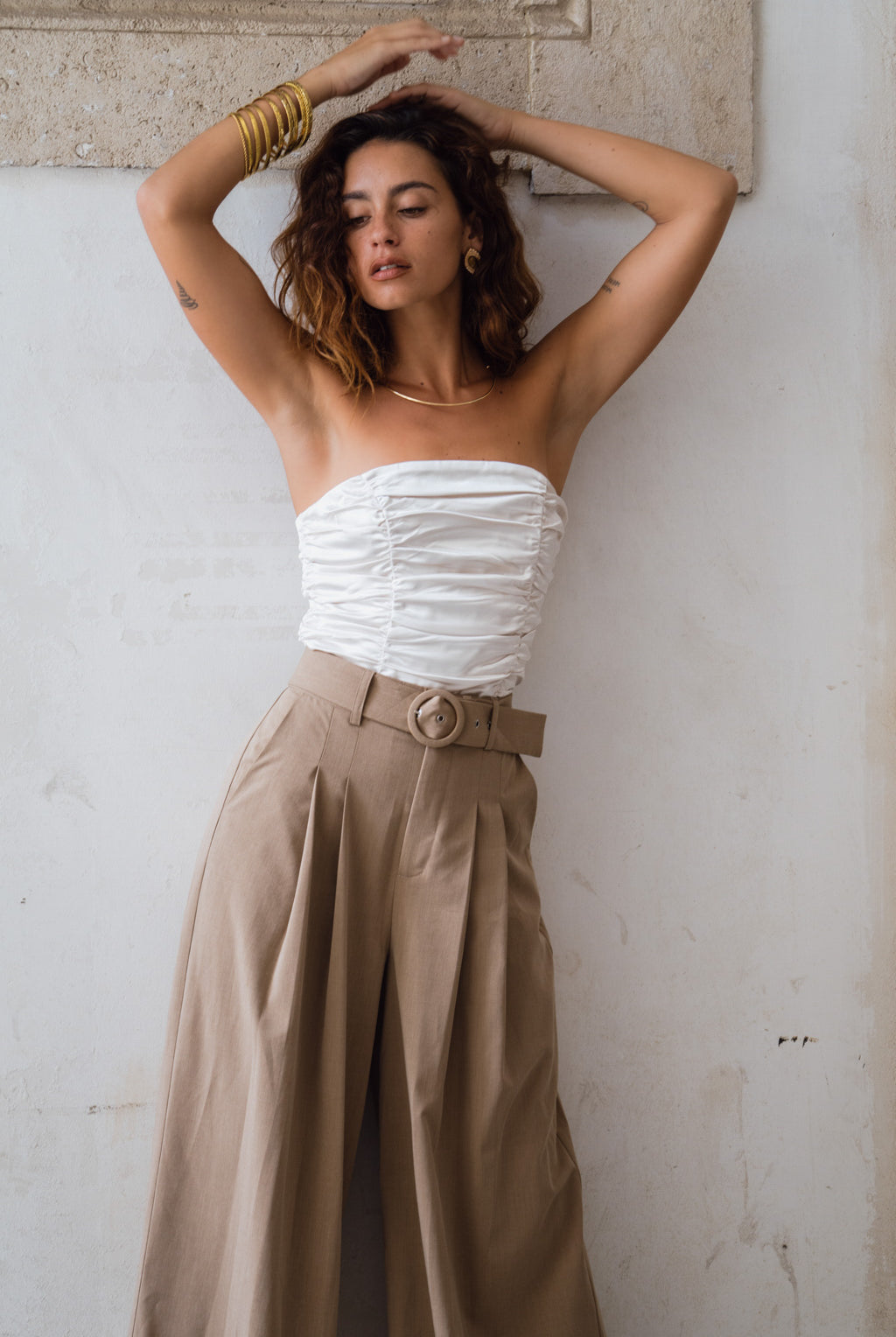 Cubana Rust Satin Bandeau Top