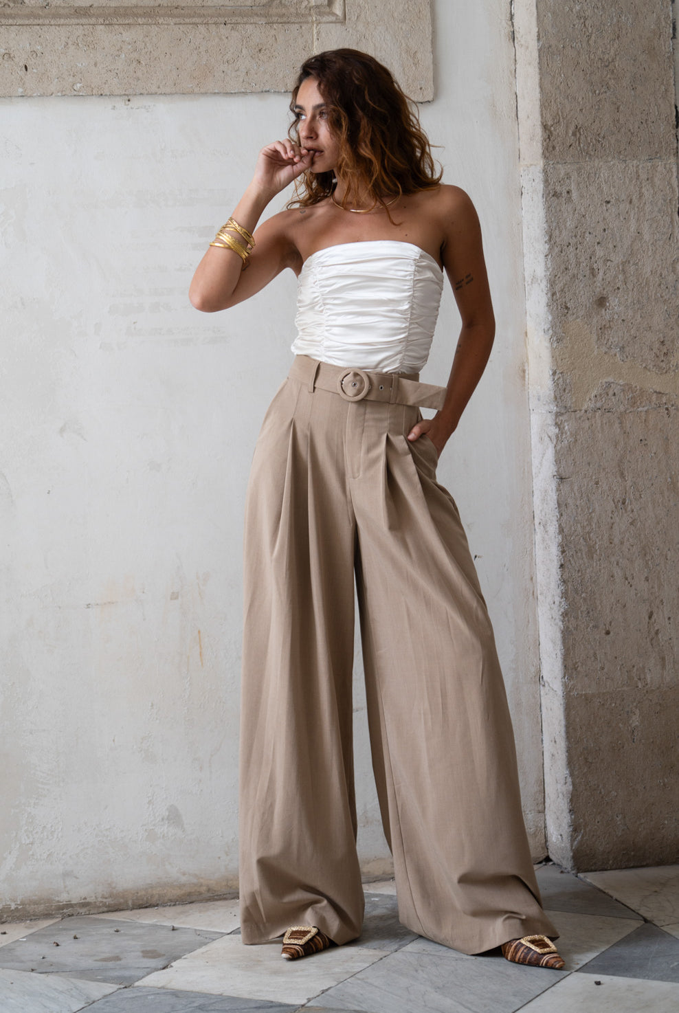 Cubana Rust Satin Bandeau Top
