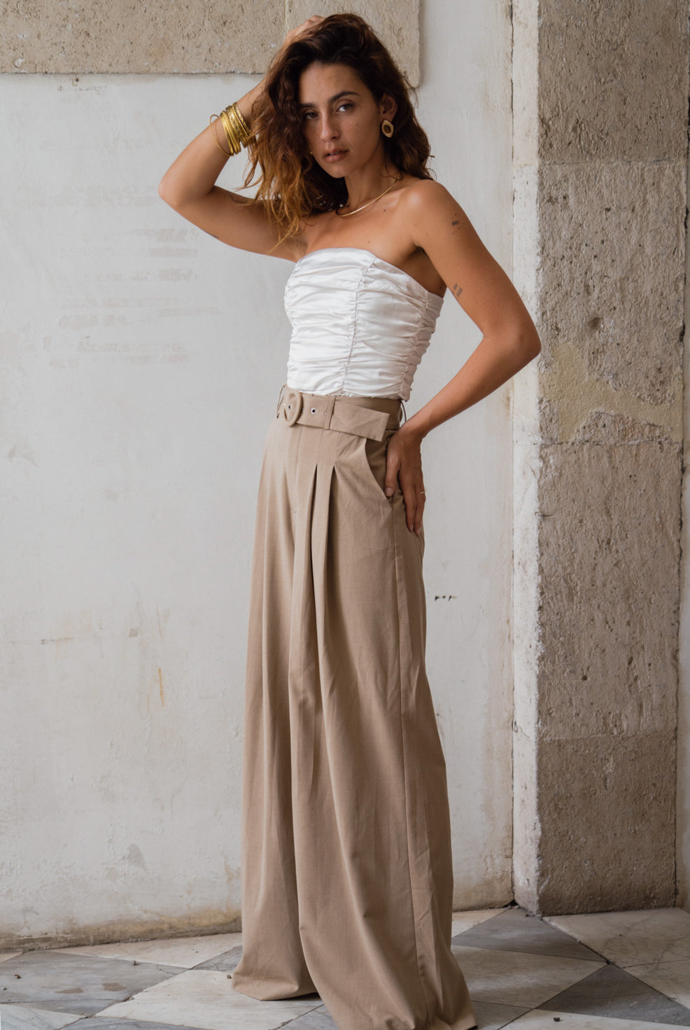 Cubana Rust Satin Bandeau Top