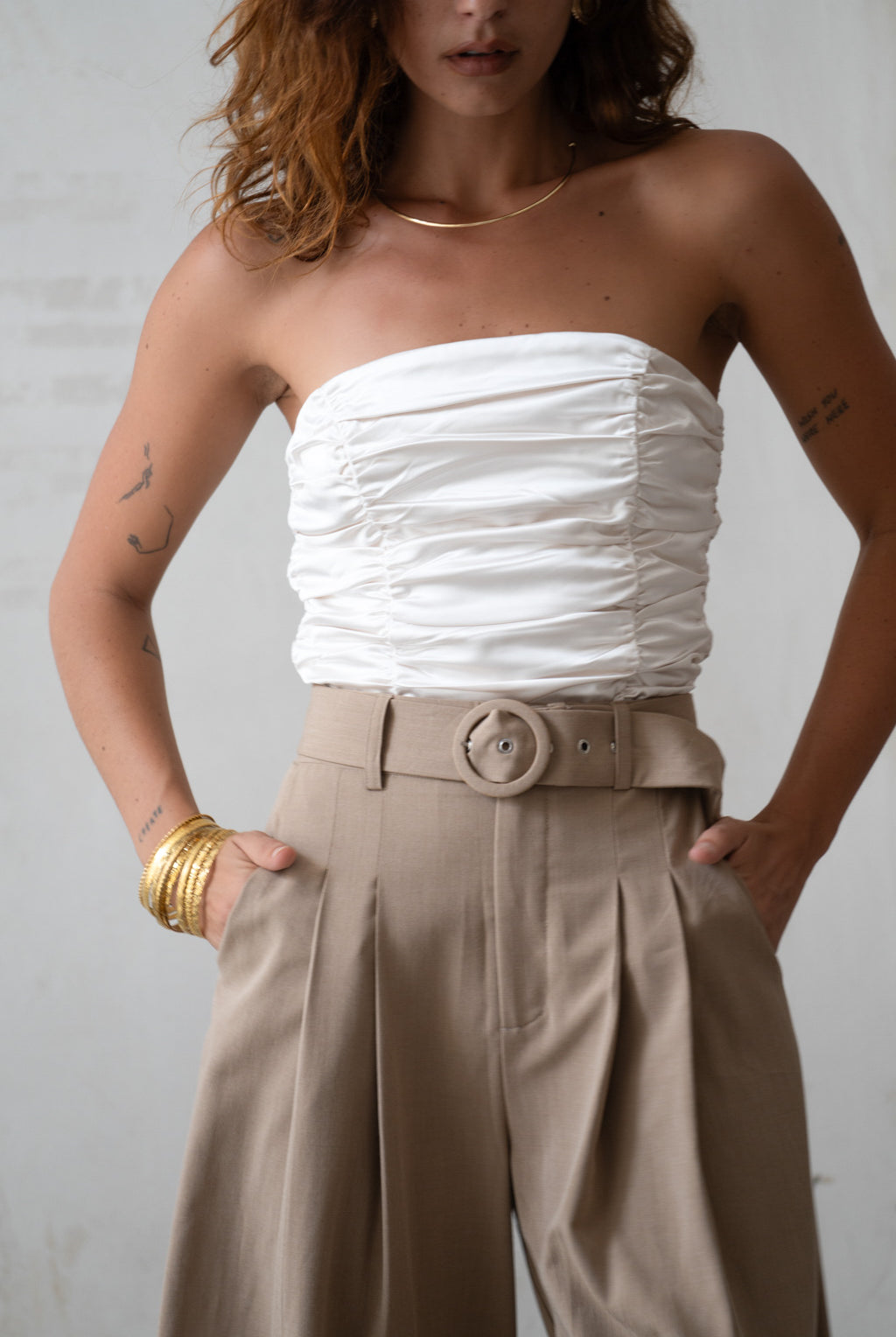 Cubana Rust Satin Bandeau Top