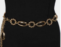 Mixed Metallic Oval Chain Belt - GOLD