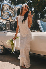 Shadows White Lace Fringe Maxi Dress