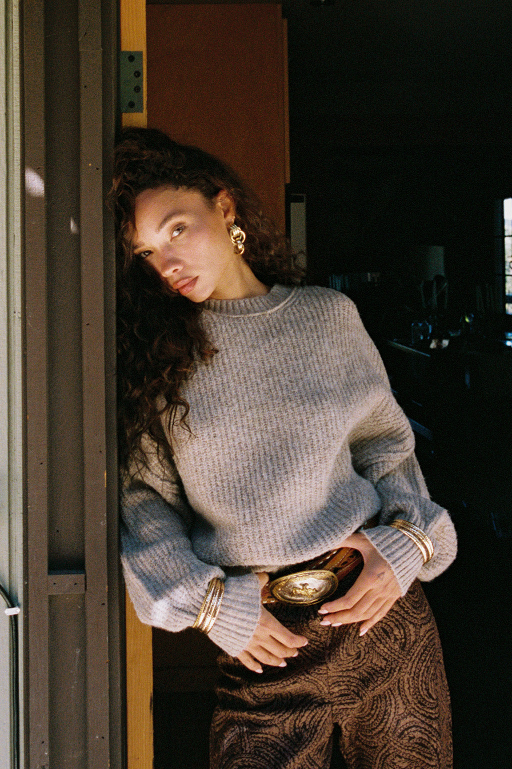 Shae Taupe Pullover Sweater paired with complementary accessories for a polished look.