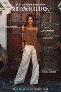 Shop the look: sheer brown Costella top with white Moonlit trousers, Coralli choker and Calaia earrings.