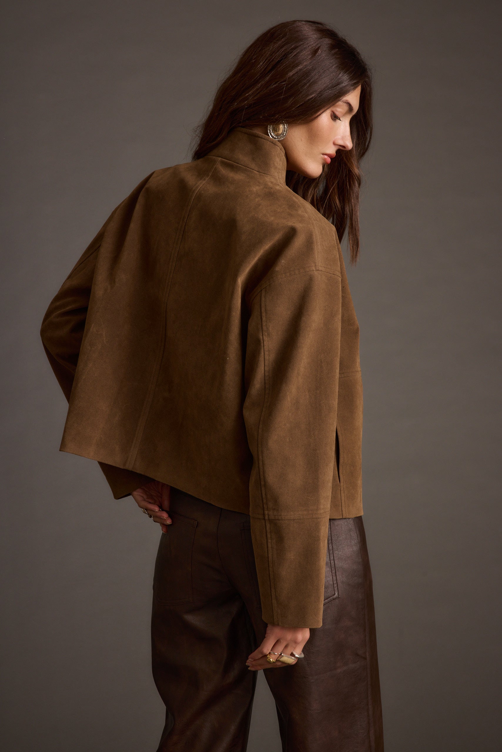 Sienna Brown Vegan Suede Jacket