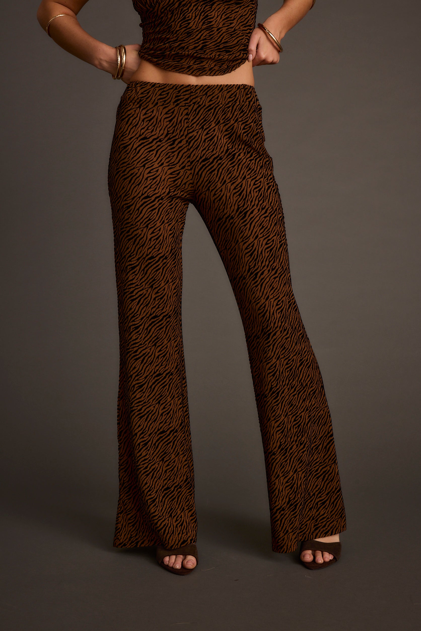 Silver Springs Cognac Zebra Flare Pants