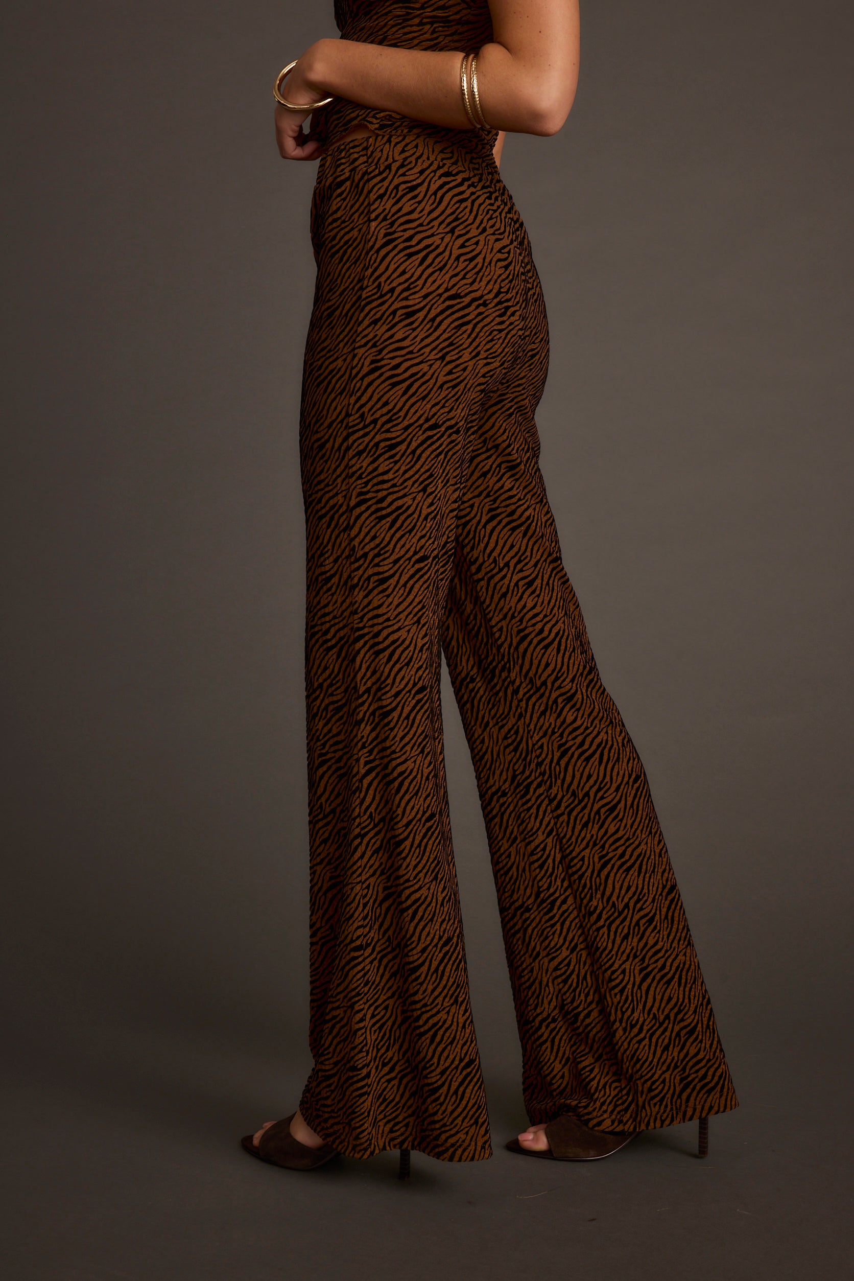Silver Springs Cognac Zebra Flare Pants