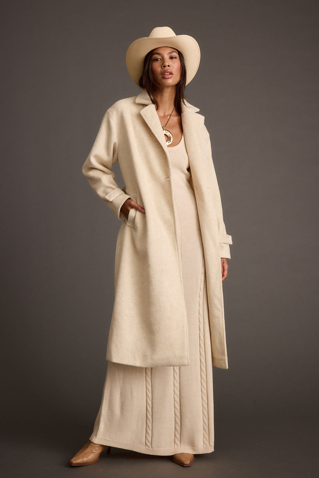 Sasha Cream Floor Length Coat | 12th Tribe Sasha Cream Floor Length Coat | 12th Tribe