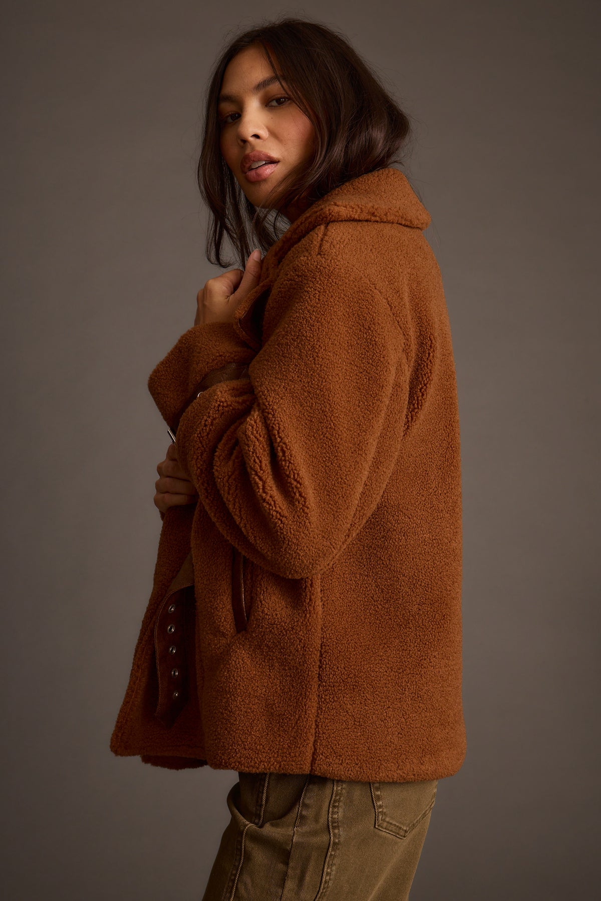 Slater Mocha Moto Sherpa Coat