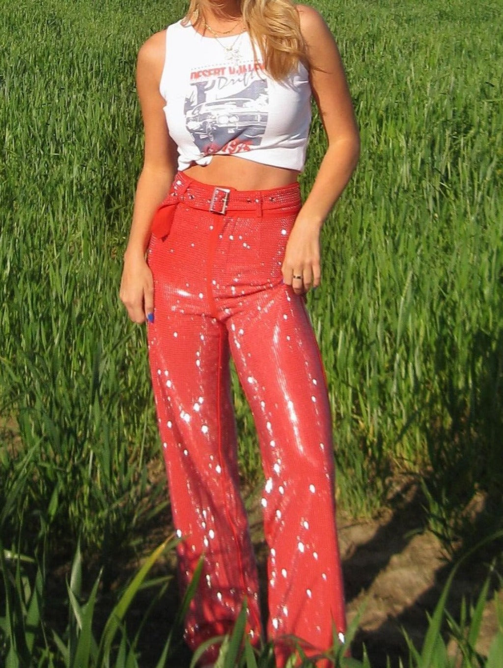 Ace Red Rhinestone Pants