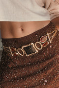 Soleil Statement Stone Gold Chain Belt
