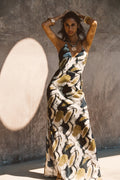 Solmar Olive Abstract Maxi Dress