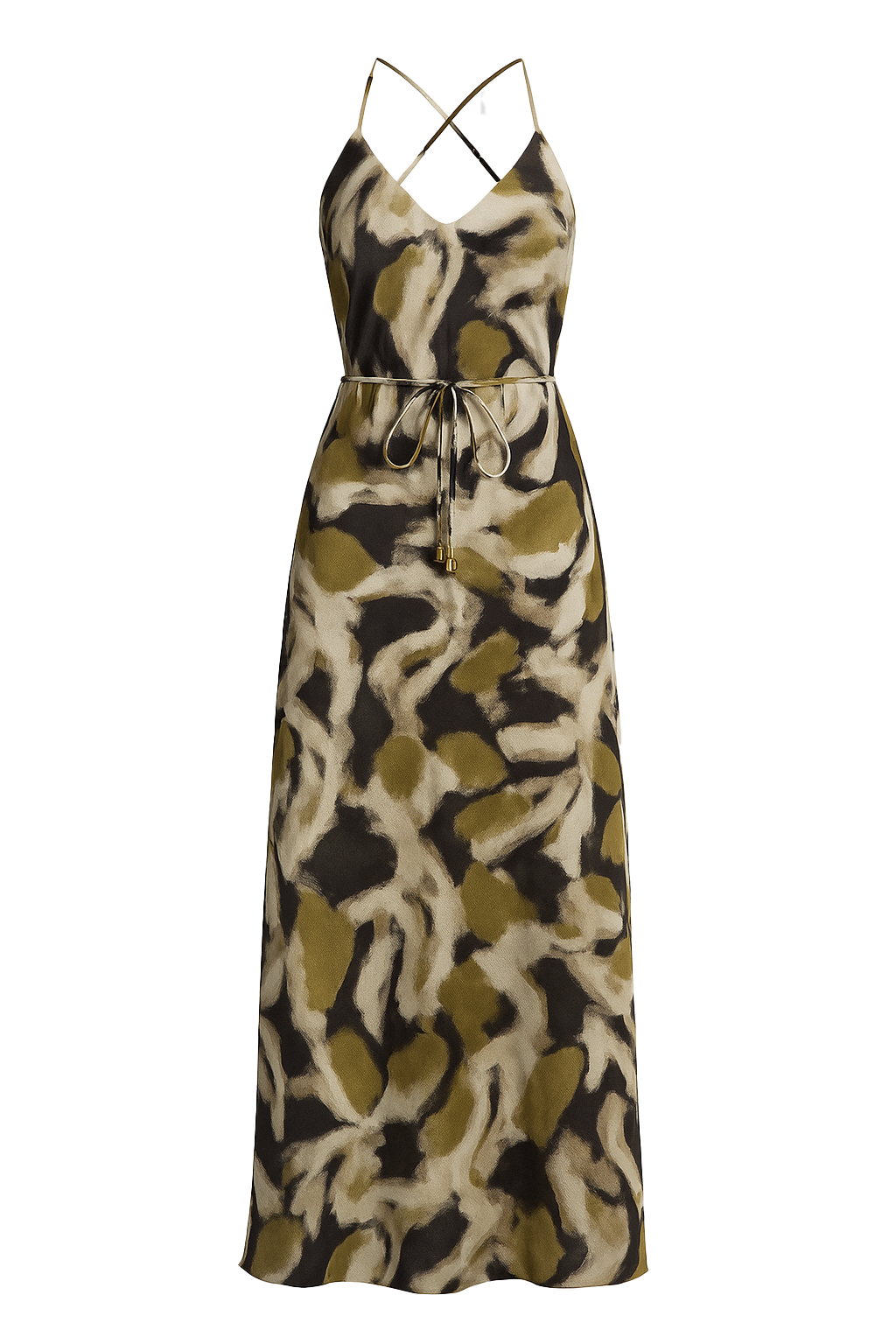 Solmar Olive Abstract Maxi Dress