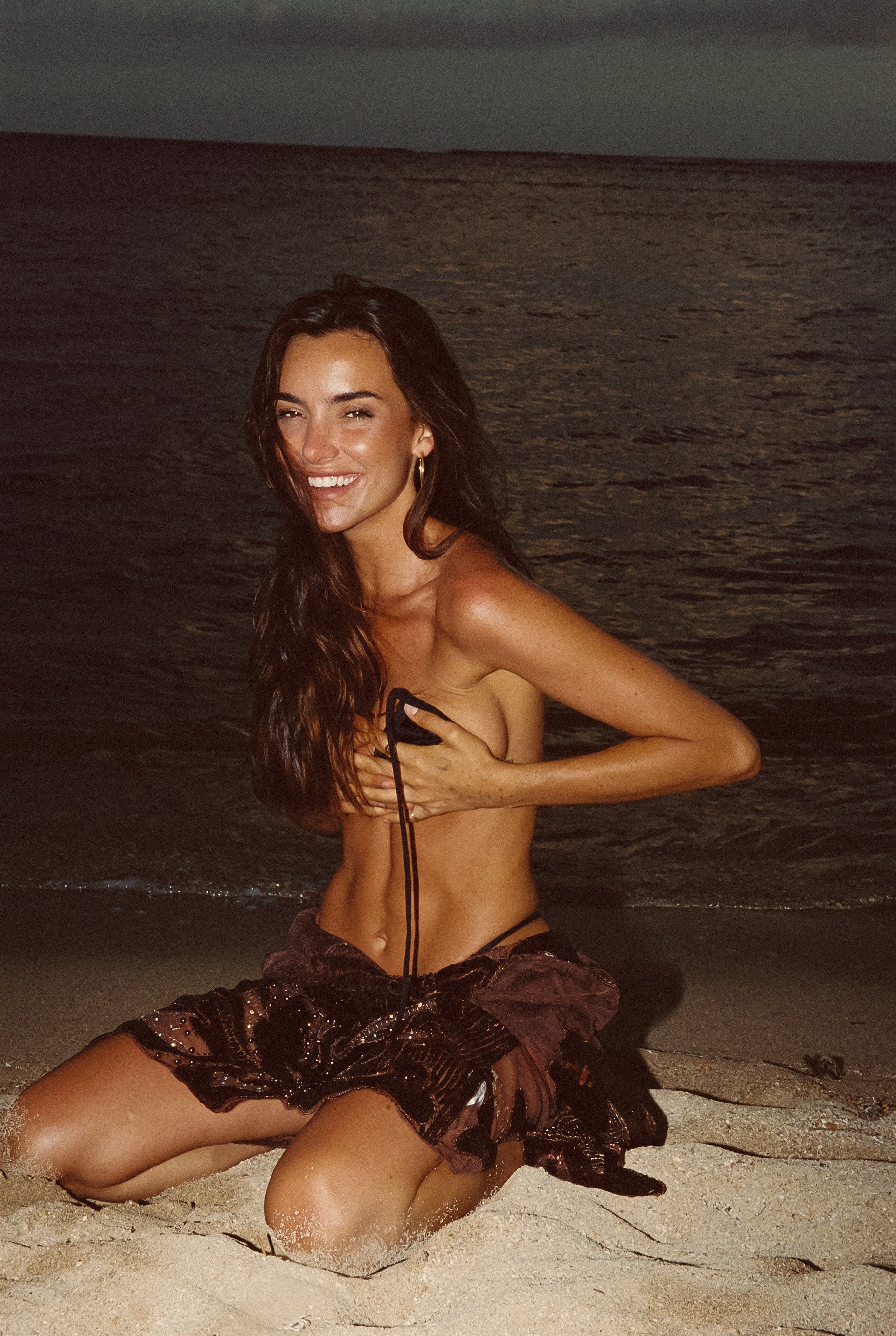 Sombra Black Sequin Bikini Top