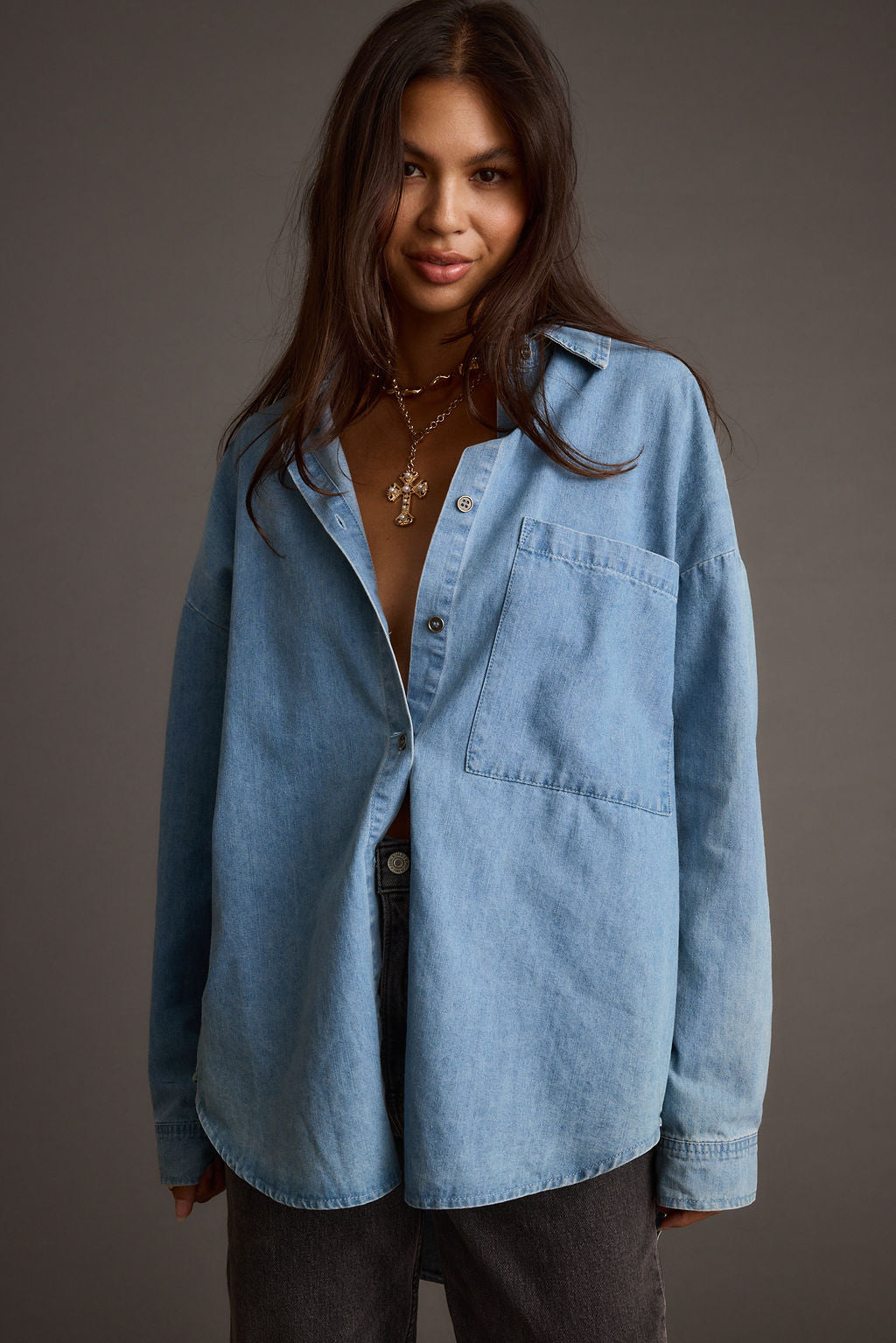 Springsteen Chambray Oversized Button Down Shirt